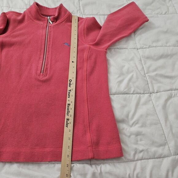 Tommy Bahama Aruba Sweater Womens Large Pink Stretch Cotton Half Zip Pullover - Picture 10 of 11